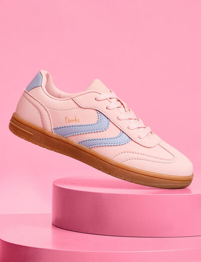 Baskets basses &agrave; lacets rose fille