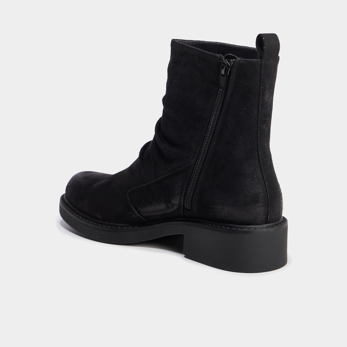 Boots effet su&eacute;dine noir femme