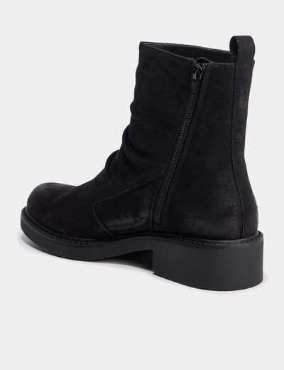 Boots effet su&eacute;dine noir femme