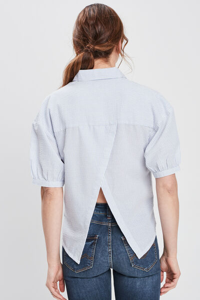 Chemise manches 3/4 blanc femme