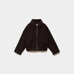 Blouson oversize effet bouclette marron fonc&eacute; femme
