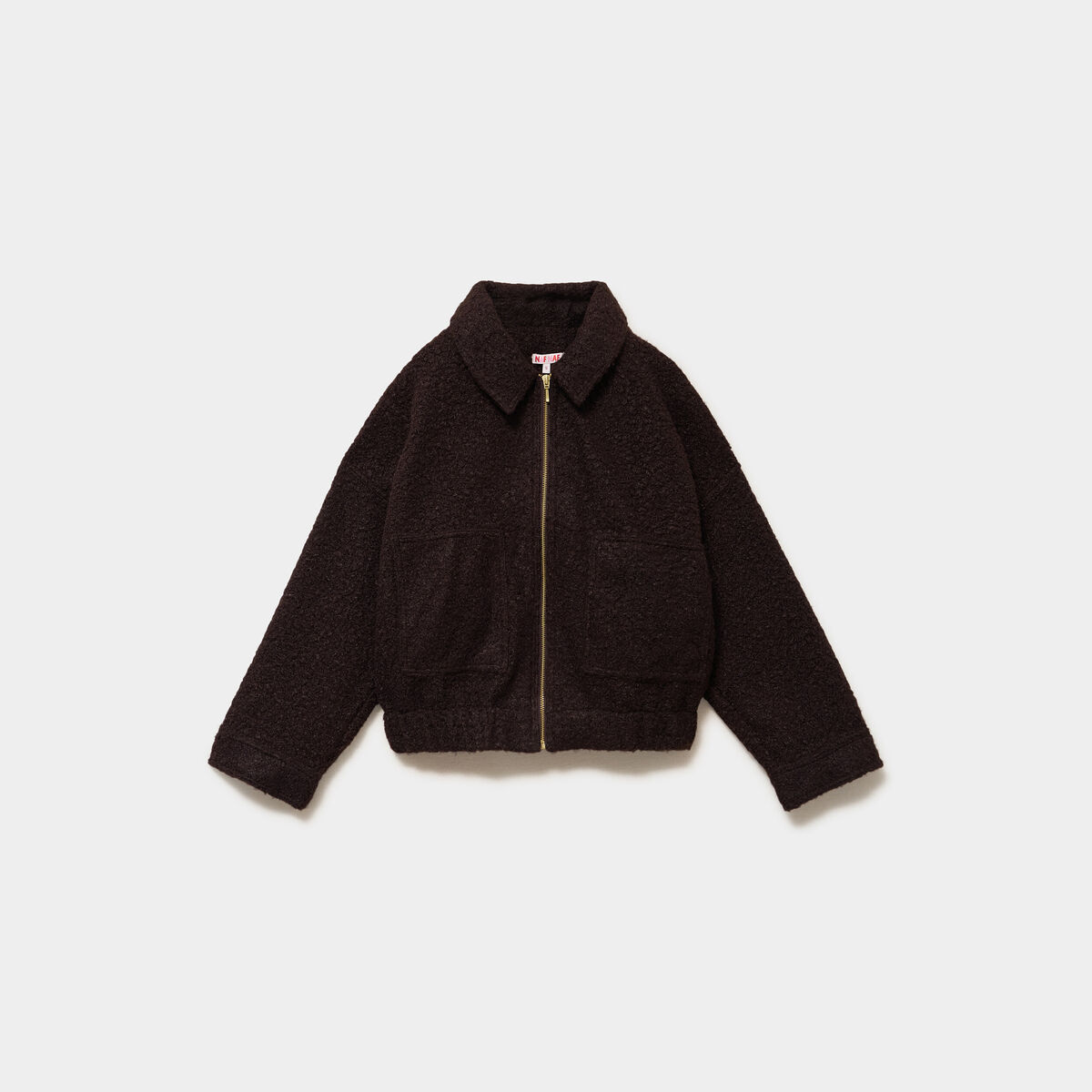 Blouson oversize effet bouclette marron fonc&eacute; femme