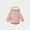 Parka &agrave; capuche fausse fourrure rose poudr&eacute;e fille
