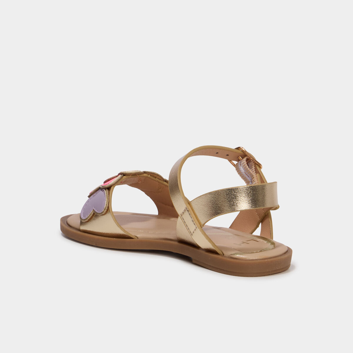 Sandales avec d&eacute;tails coeurs jaune or fille