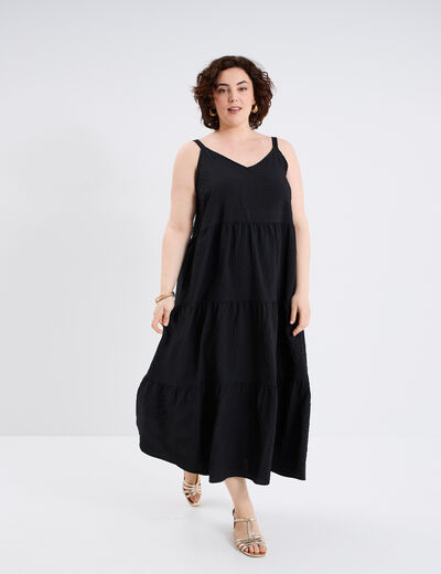 Robe longue bretelles noir femme grande taille