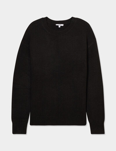 Pull col rond manches longues noir femme