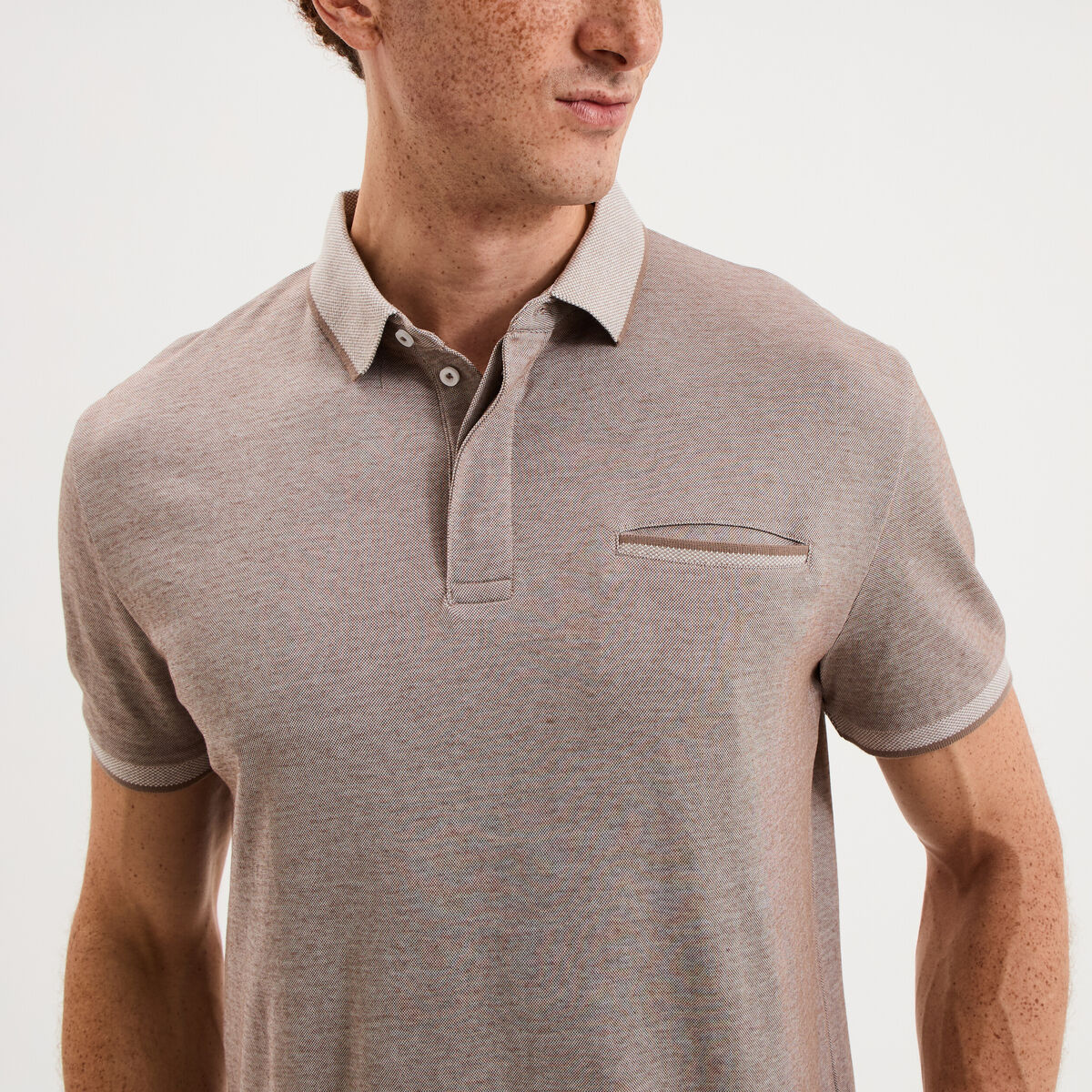 Polo manches courtes coupe droite gris homme