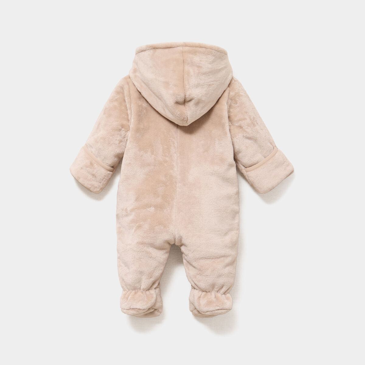 Combinaison pilote effet velours capuche beige b&eacute;b&eacute;