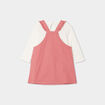 Ensemble 3 pièces avec robe salopette vieux rose bébé fille