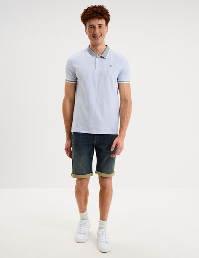 Bermuda droit &agrave; coulisse en jean denim used homme