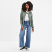 Gilet manches longues boutonné col rond vert kaki femme
