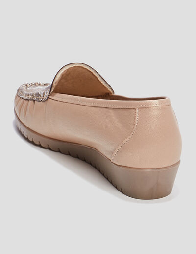 Mocassins en cuir compensés pied large multicolore femme