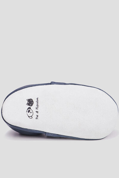 Bottillons en cuir bleu marine bébé garçon