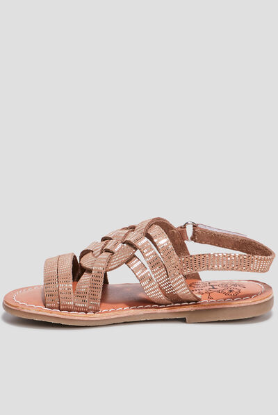 Sandales en cuir couleur bronze fille