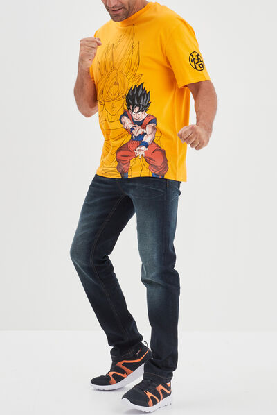 T-shirt col rond coton Dragon Ball Z orange foncé homme