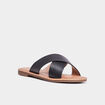 Mules brides larges crois&eacute;es noir femme