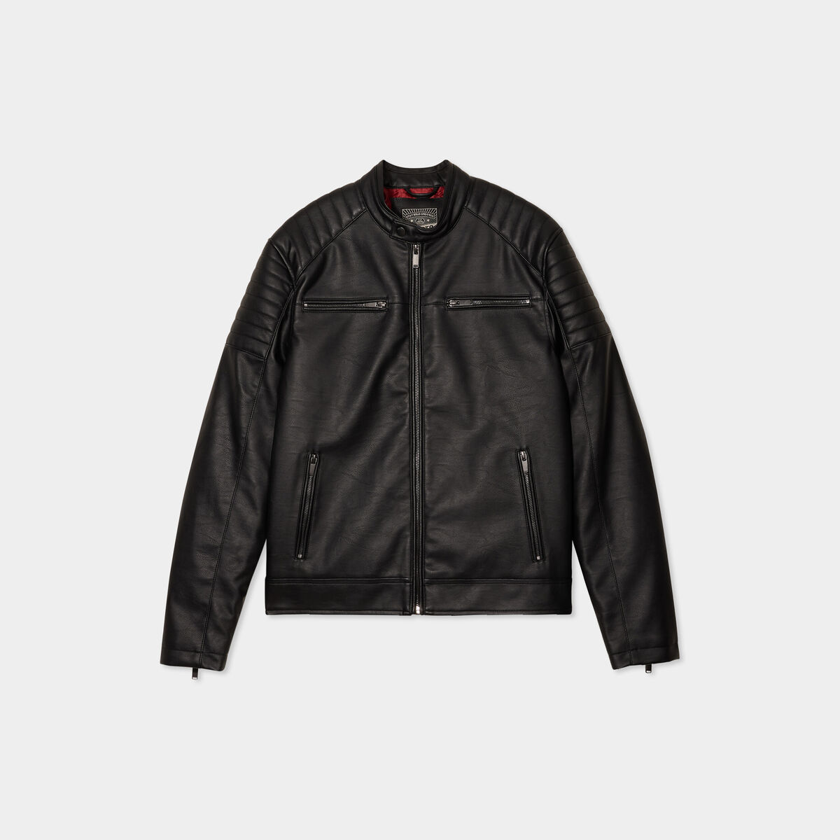Blouson biker simili cuir noir homme