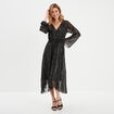 Robe longue évasée asymétrique noir femme