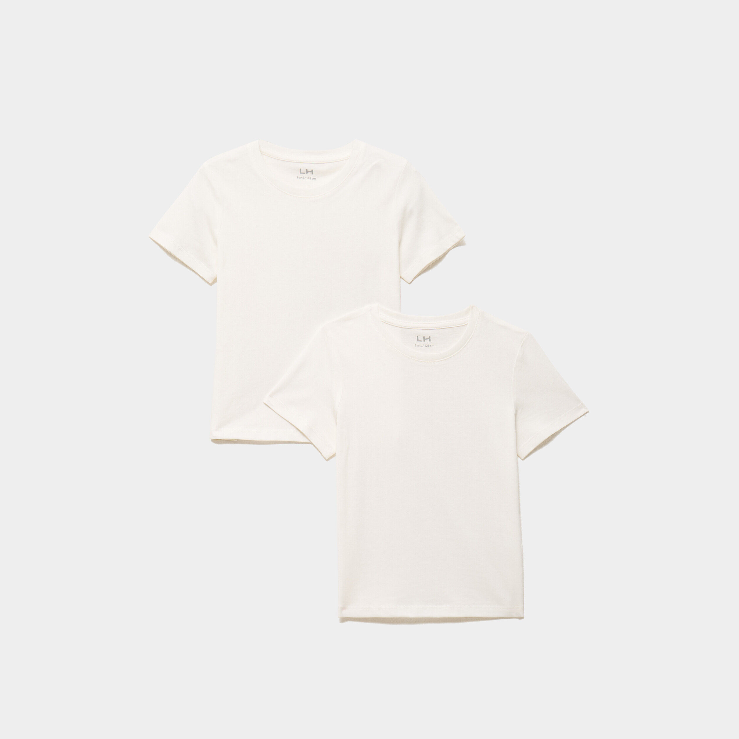 Lot 2 t-shirts manches courtes coton ivoire fille LH