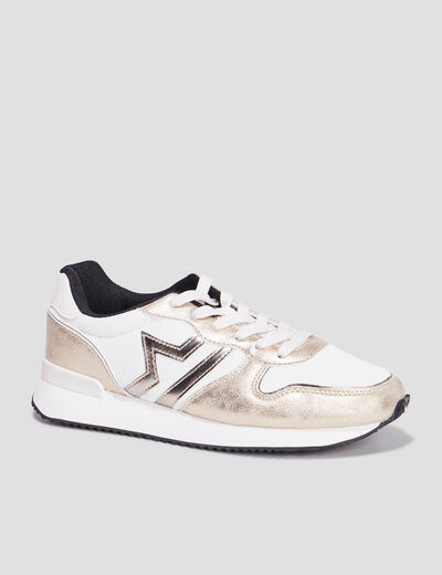 Baskets bi-matière à lacets Creeks blanc femme