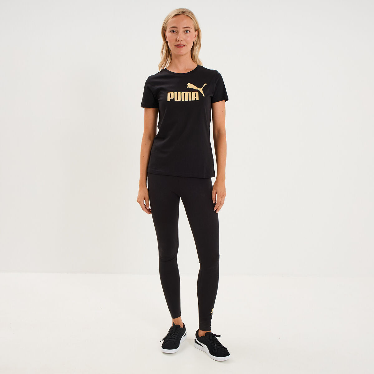 T-shirt manches courtes coton Puma noir femme