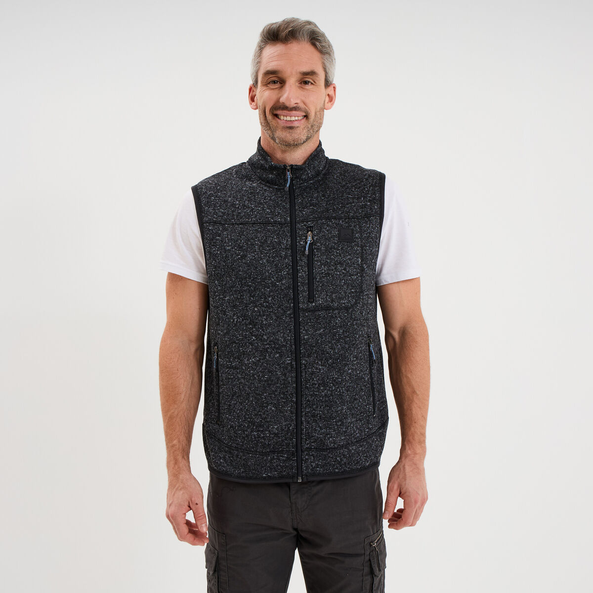Gilet sans manches col montant gris fonc&eacute; homme