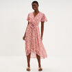 Robe longue &eacute;vas&eacute;e col cache-coeur rose femme
