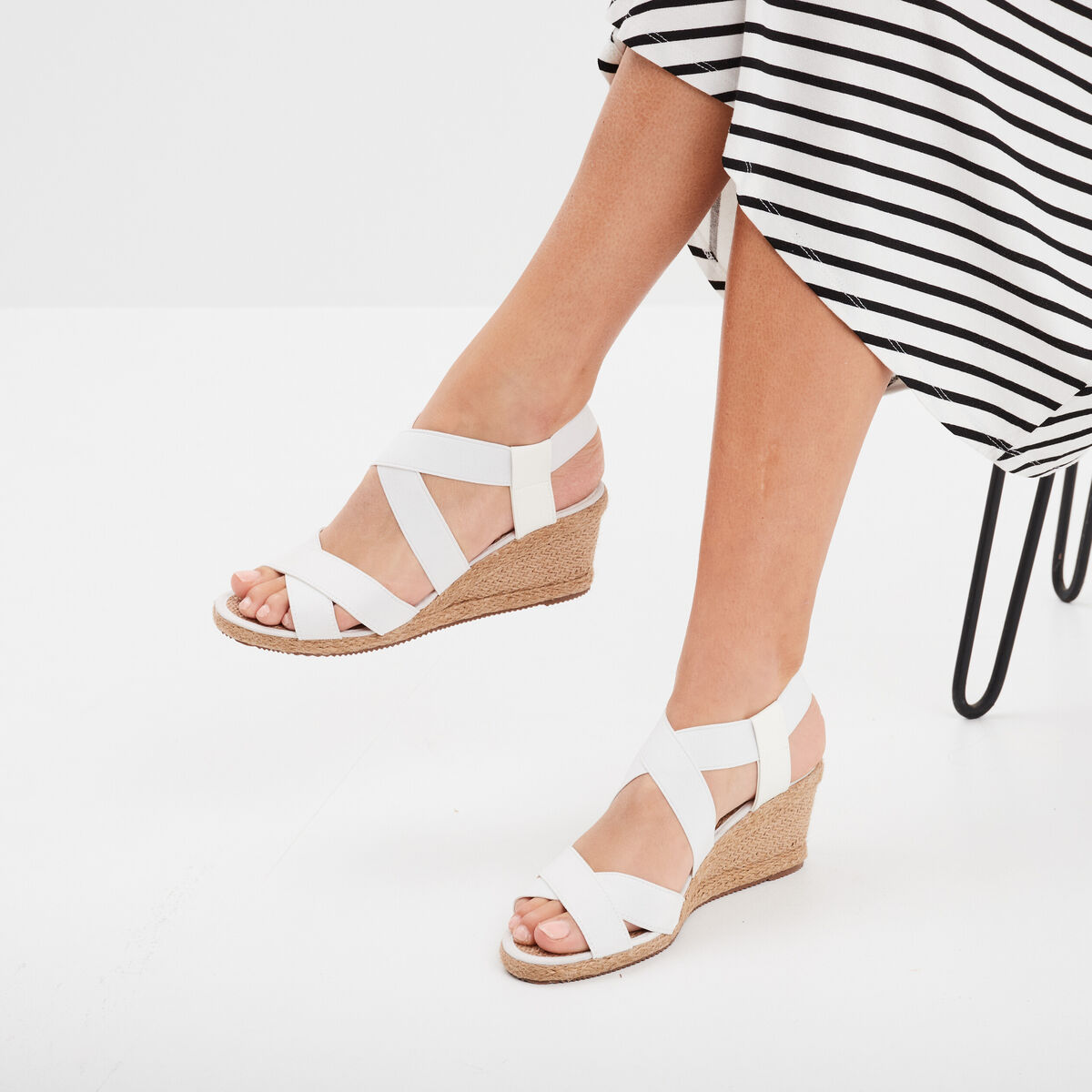 Sandales compensées blanc femme