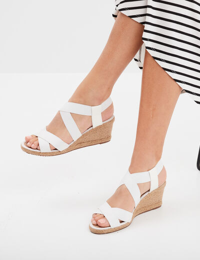 Sandales compensées blanc femme