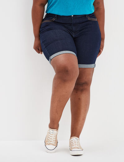 Bermuda taille haute 5 poches denim brut femme grande taille