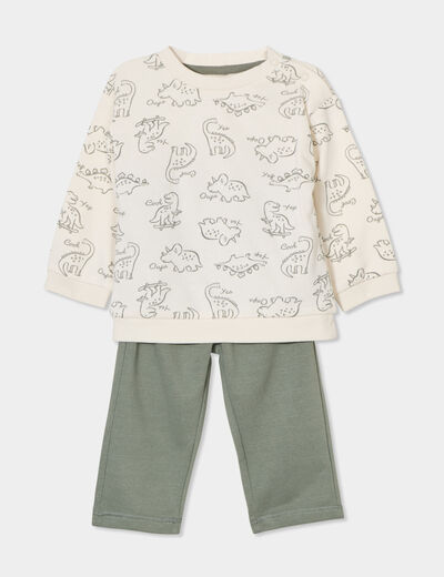 Ensemble 2 pièces sweat pantalon jogging ecru bébé garçon