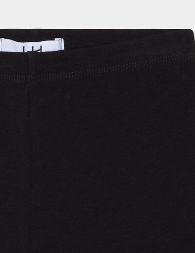 Short cycliste coton taille &eacute;lastiqu&eacute;e noir fille