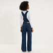 Salopette en jean jambe large coton bleu fonc&eacute; femme
