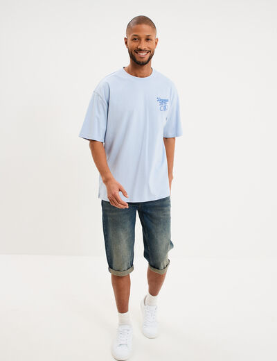 T-shirt coton &eacute;pais manches courtes bleu clair homme