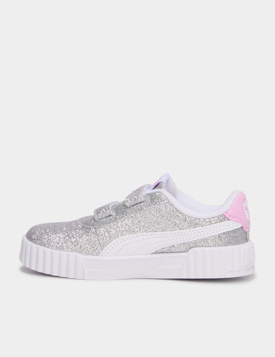 Baskets &agrave; scratchs et paillettes Puma gris argent fille