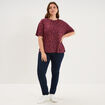 T-shirt col rond manches courtes coton bordeaux femme grande taille