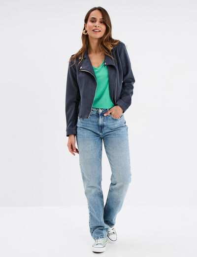T-shirt col v poche poitrine Creeks vert menthe femme