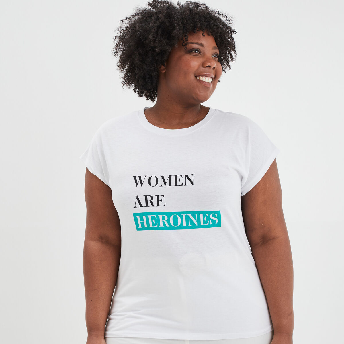 T-shirt droit manches courtes Modavista blanc femme grande taille