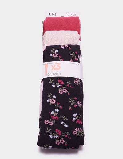 Lot 3 collants opaques coton multicolore fille
