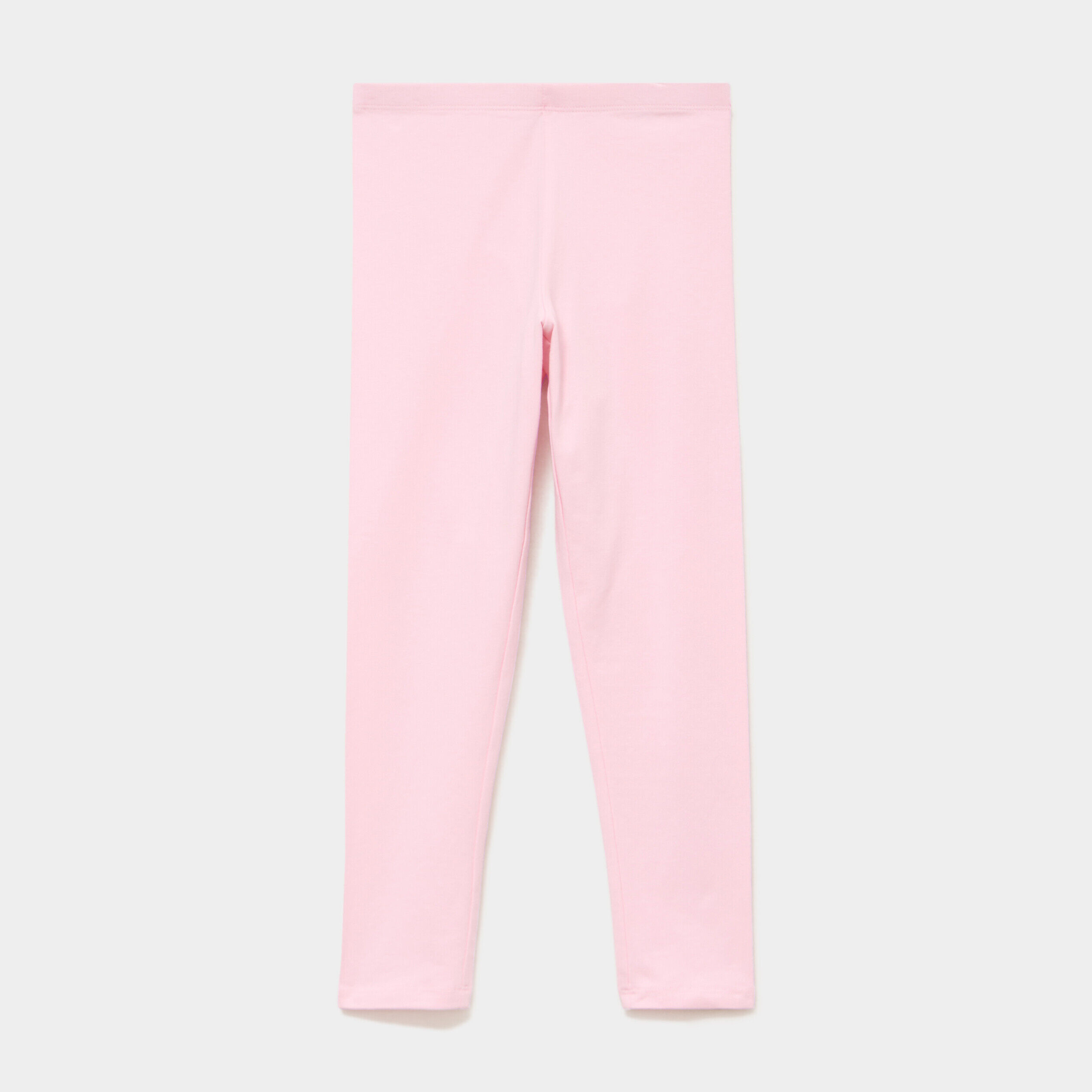 Legging long coton taille élastiquée rose clair fille