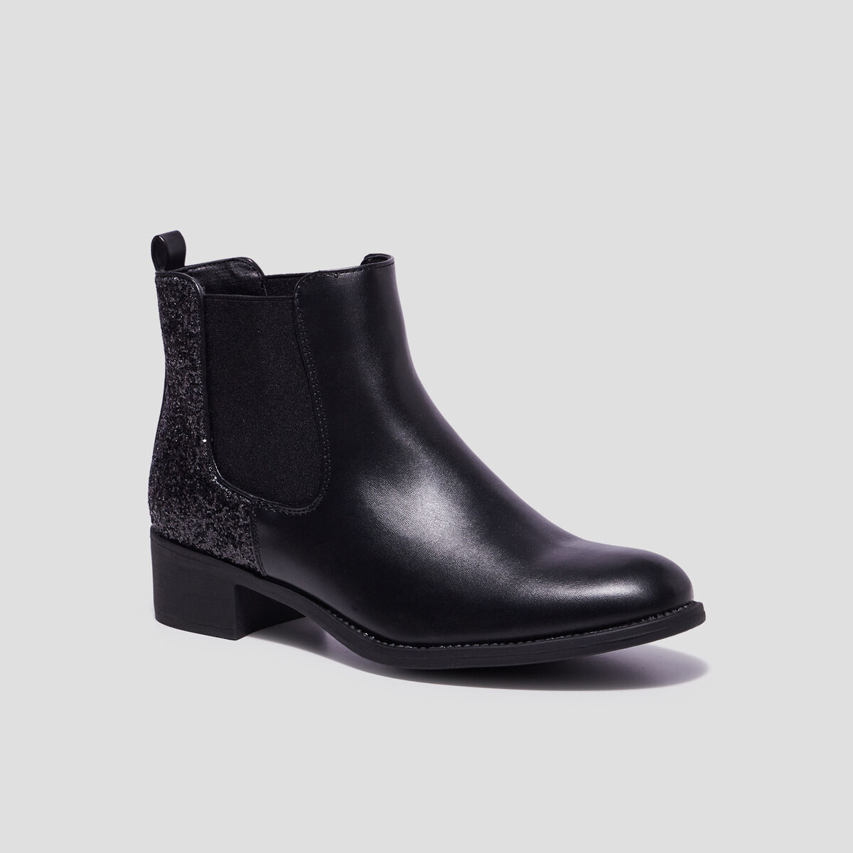 Bottines chelsea &agrave; paillettes noir femme