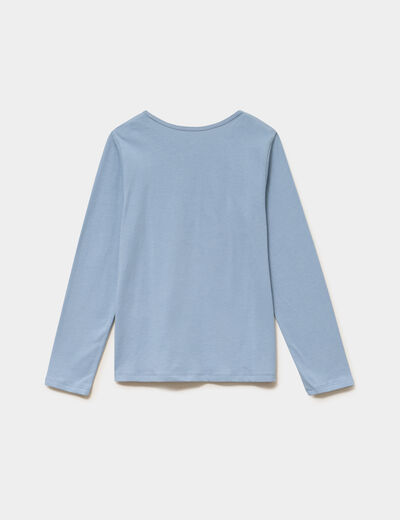 Ensemble pyjama pantalon et t-shirt bleu gris fille