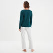 Ensemble pyjama 2 pièces coton vert foncé femme