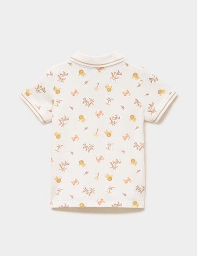 Polo manches courtes coton ecru b&eacute;b&eacute; gar&ccedil;on