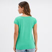 T-shirt col v poche poitrine vert menthe femme