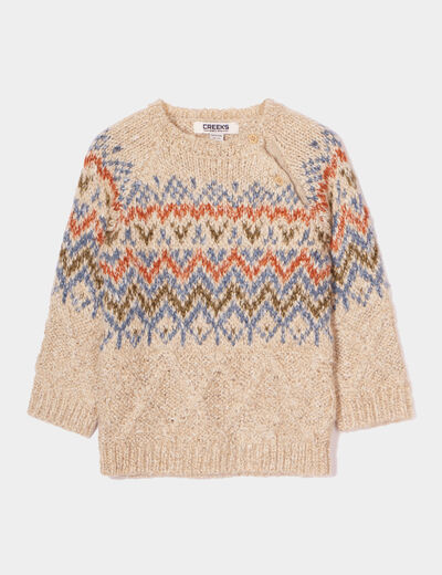 Pull boutonné à l'épaule Creeks blanc bébé garçon