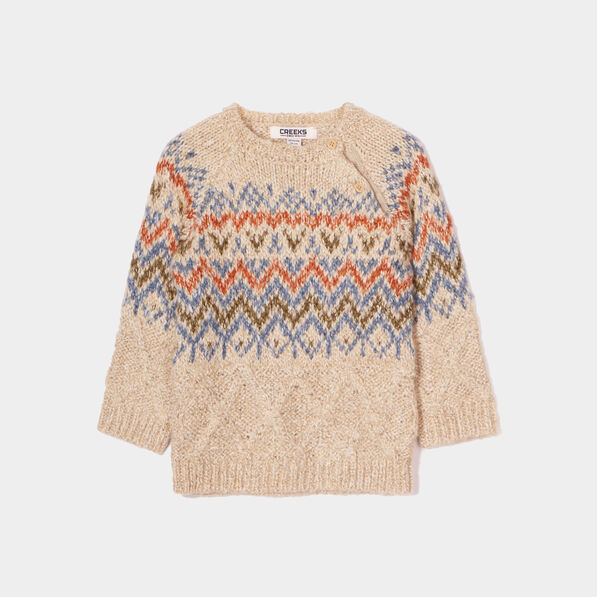 Pull boutonné à l'épaule Creeks blanc bébé garçon