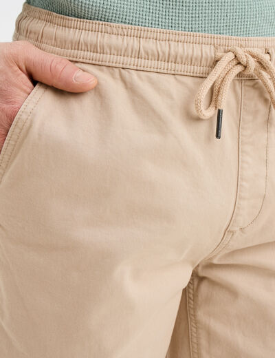 Pantalon chino regular taille élastiquée beige homme