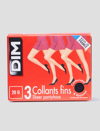 Lot 3 collants fins 20D noir femme