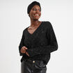 Pull col V &agrave; paillettes et sequins noir femme